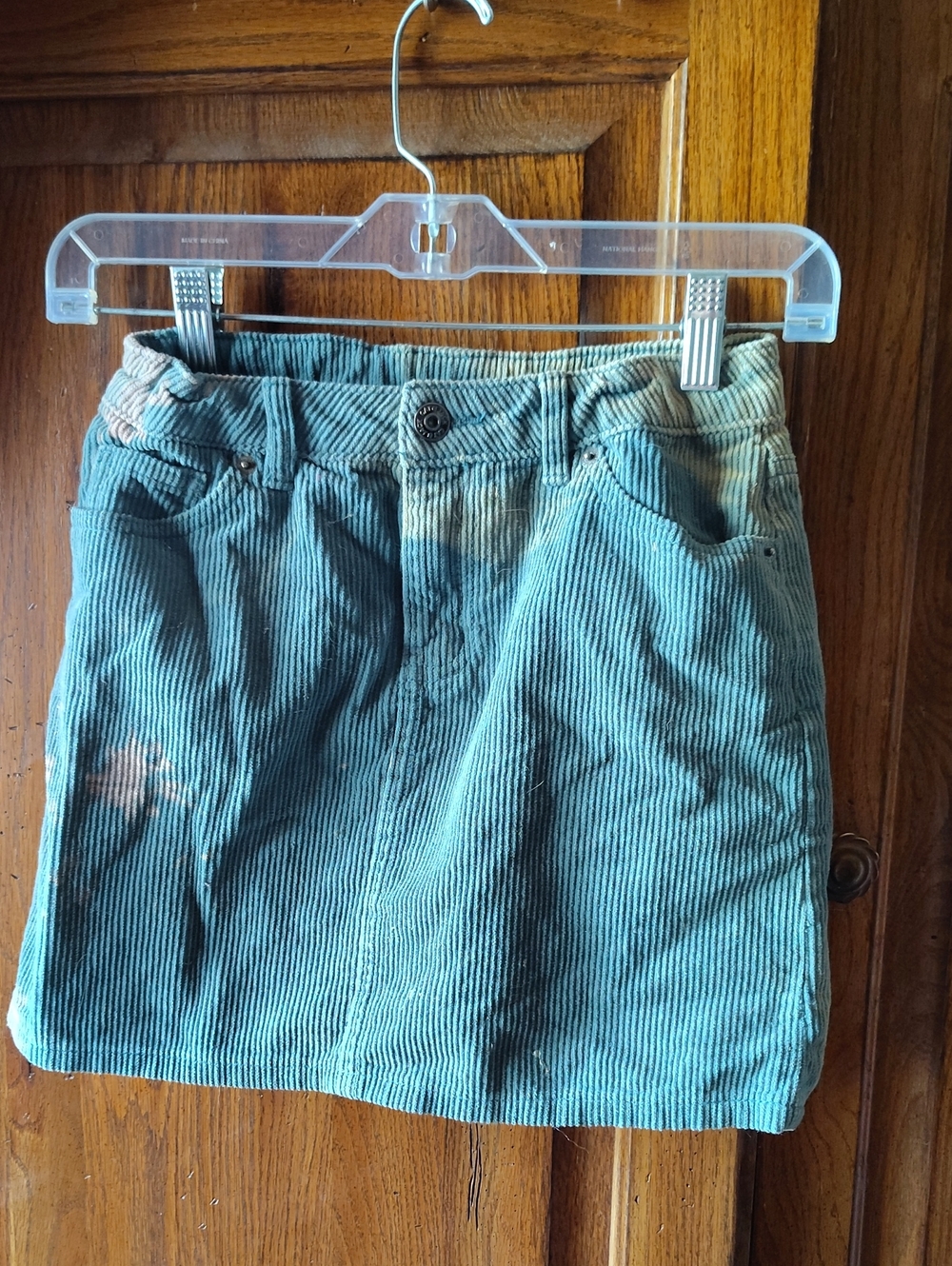Wide Wale Corduroy Mini Skirt With Bleach Dye Look Fits Women S But Made For Kid